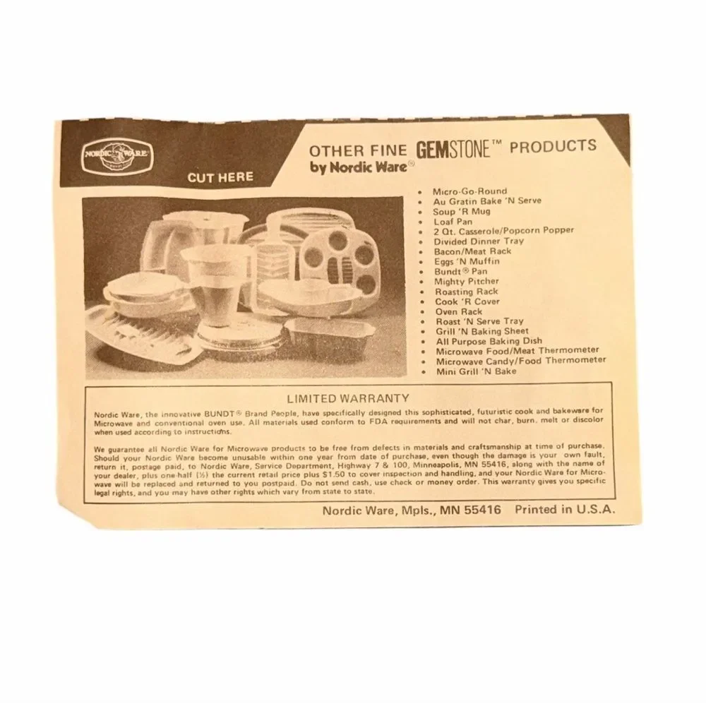 Vintage Nordic Ware Microwave Mini Grill N Bake Reversible Pan w Box Instruction